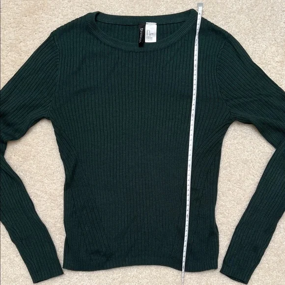 Dark Green Ribbed Sweater - Picture 4 of 5